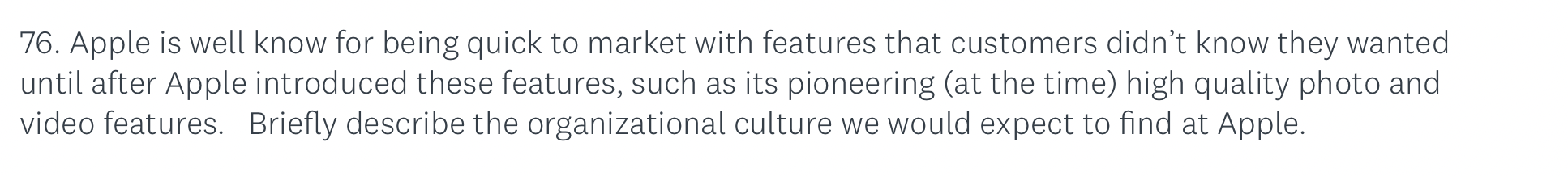 Please provide 5 basic descriptions 76. Apple is