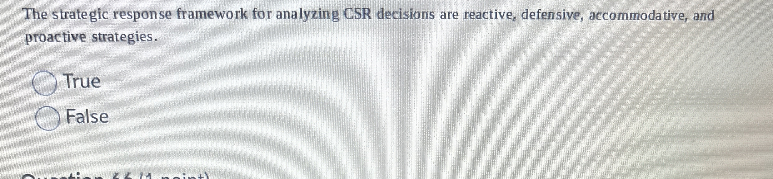 The strategic response framework for analyzing