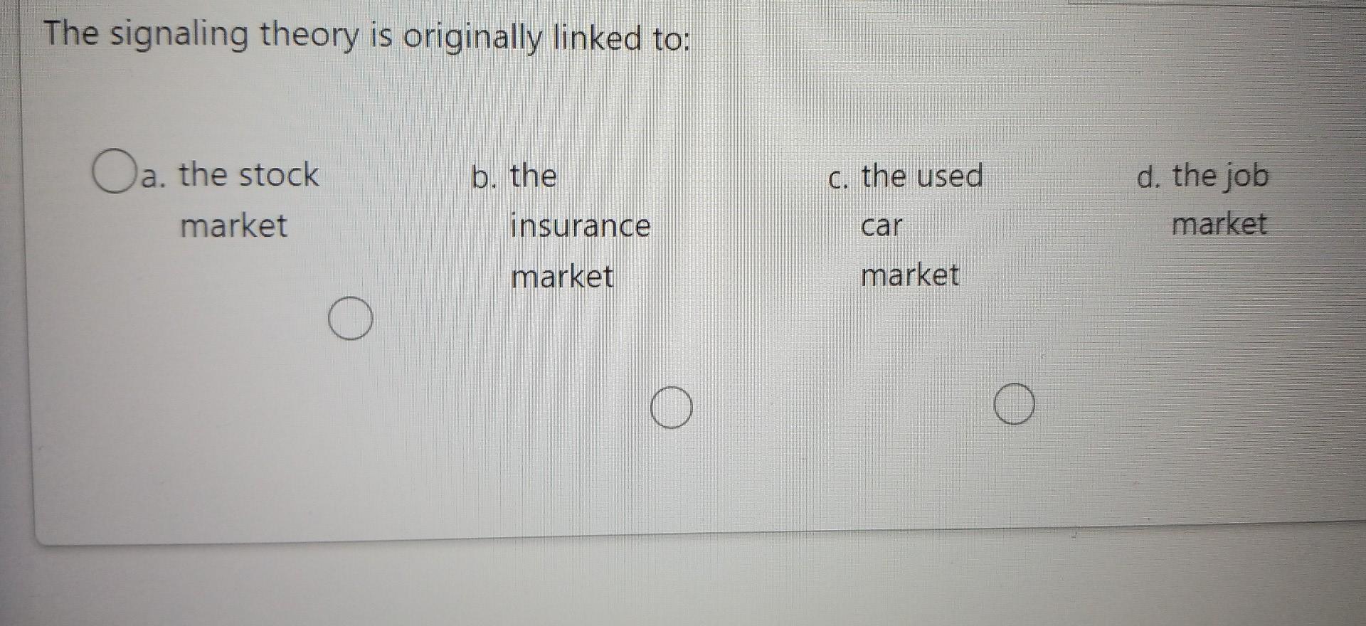 3) 4) The signaling theory is originally linked