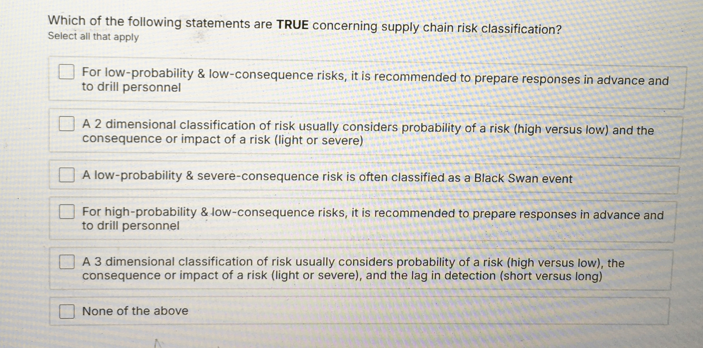 Which of the following statements are TRUE