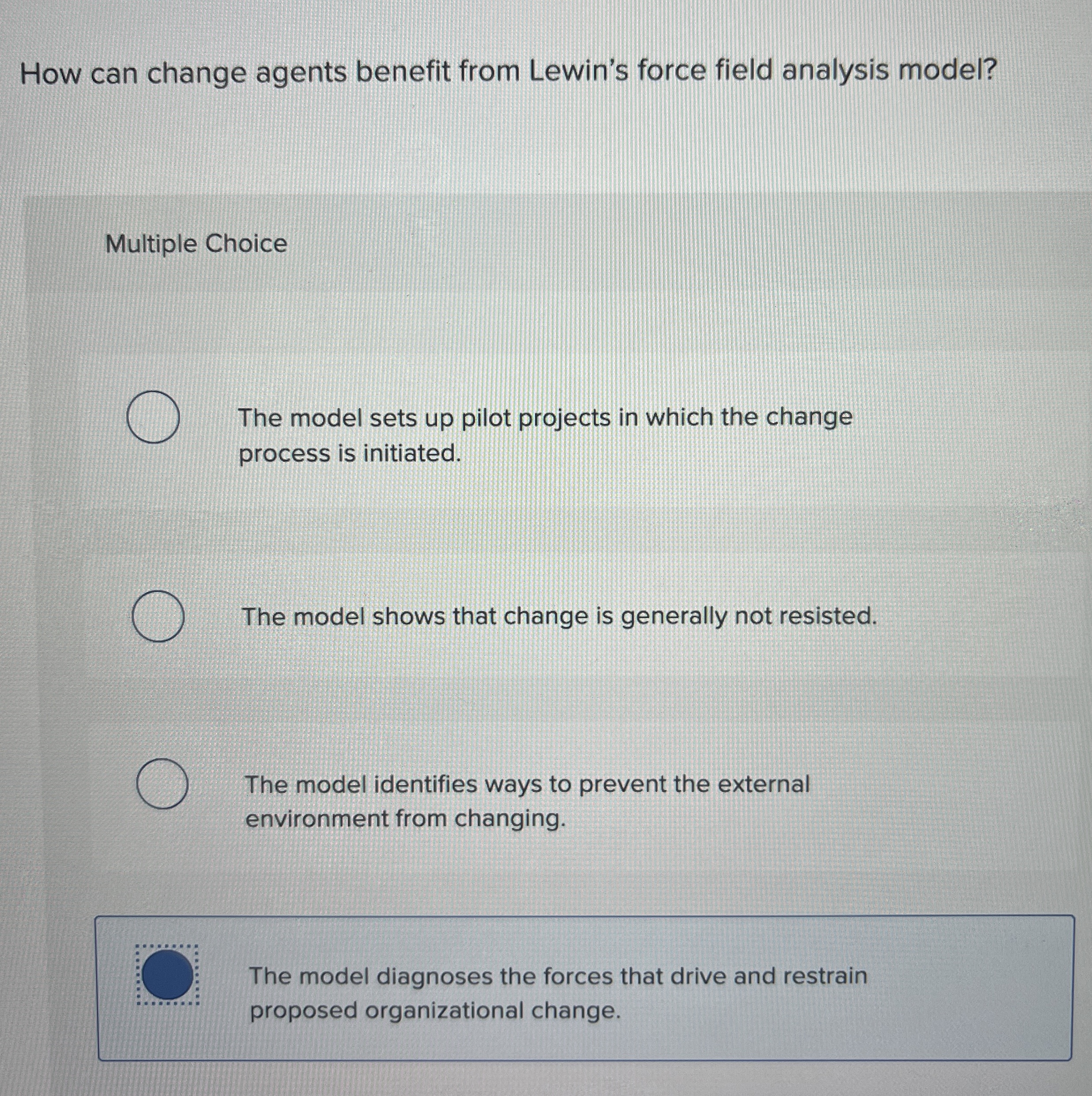 How can change agents benefit from Lewin's force