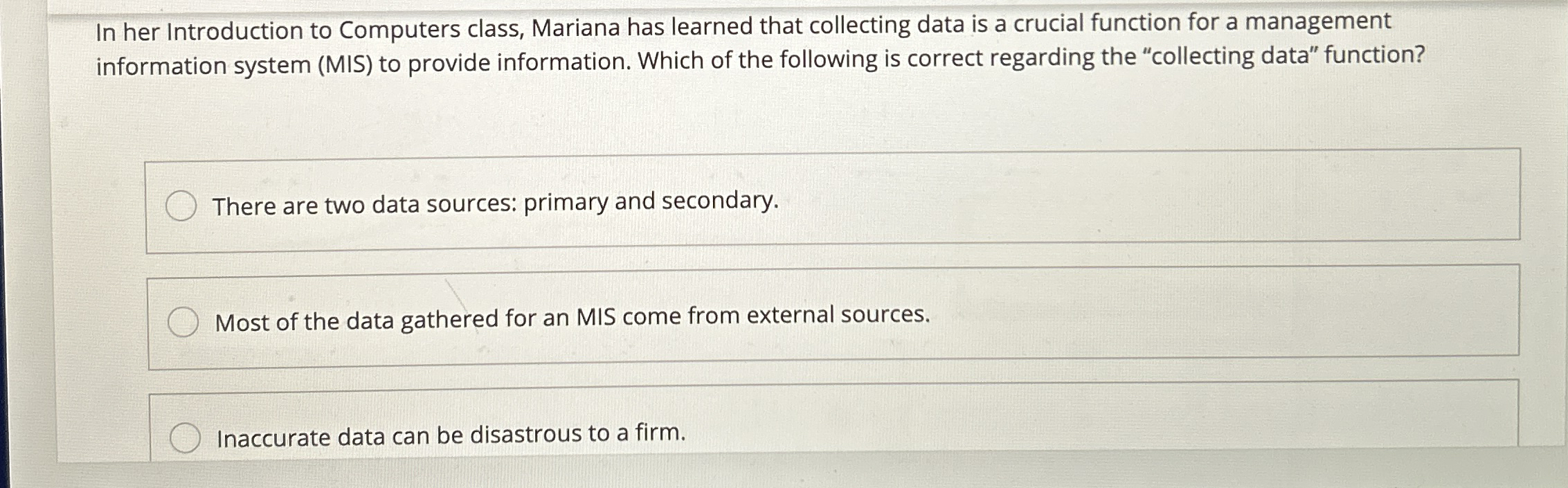 In her Introduction to Computers class, Mariana