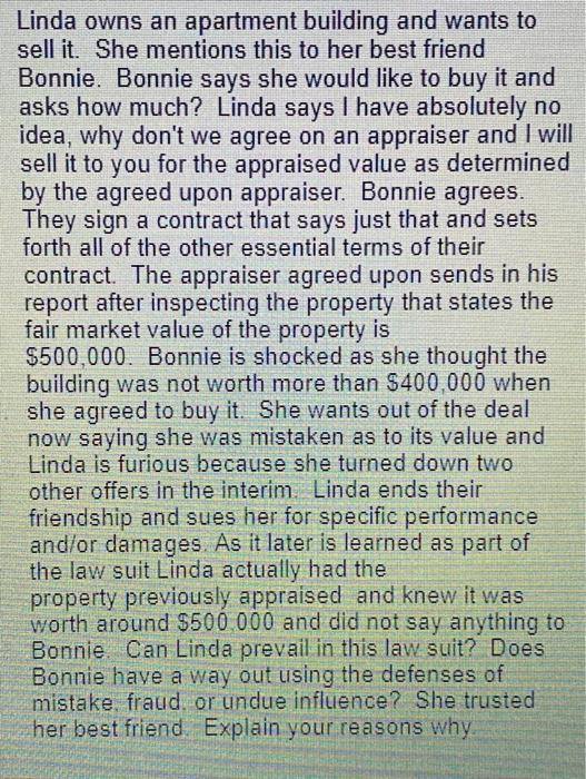 business law 1 Linda owns an apartment building