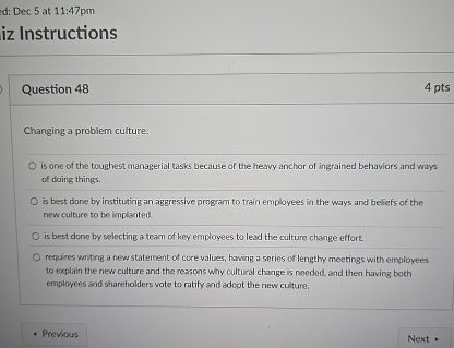 d: Dec 5 at 1 1 : 4 7 pm iz Instructions Question