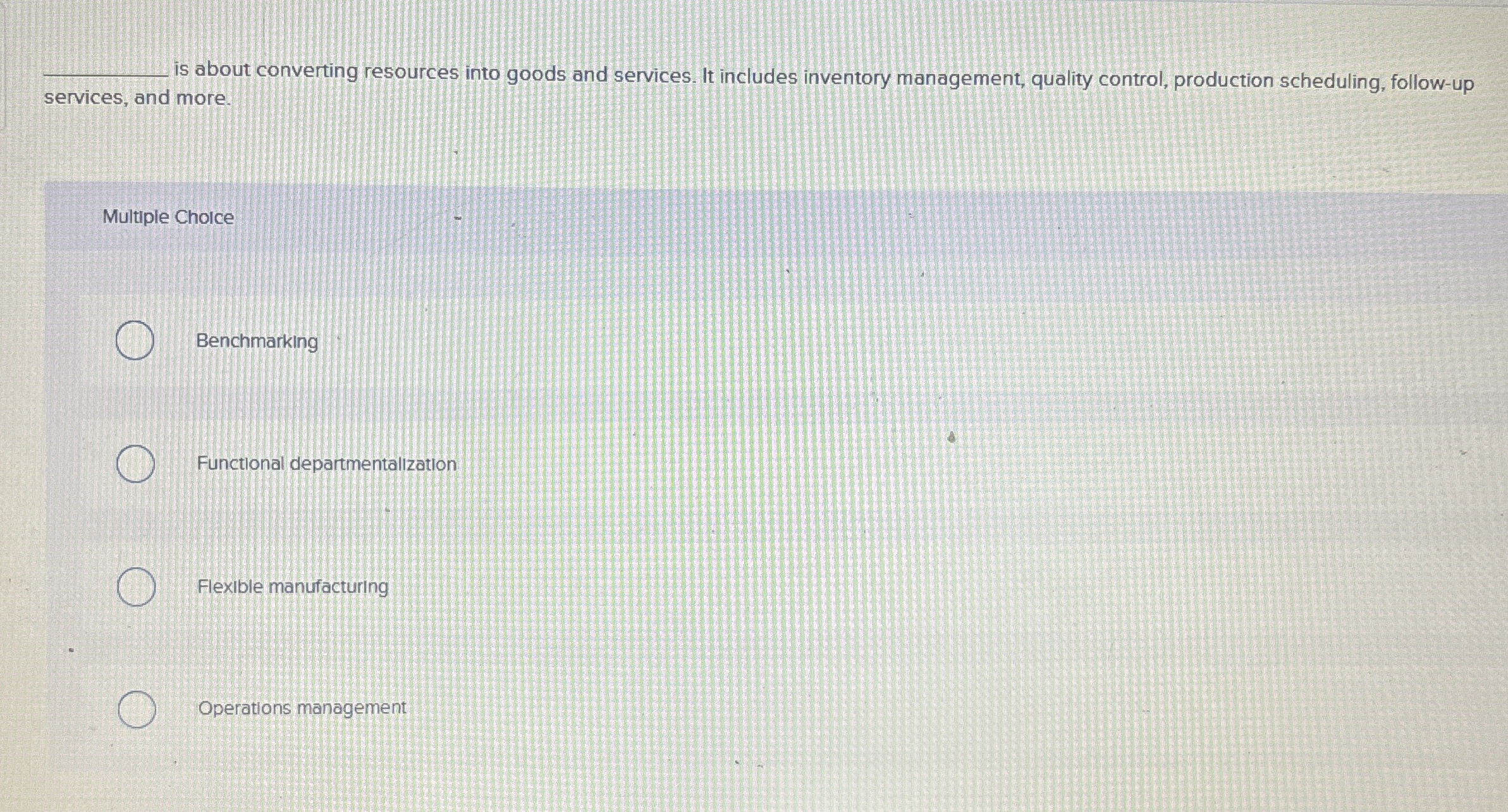 q , is about converting resources into goods and