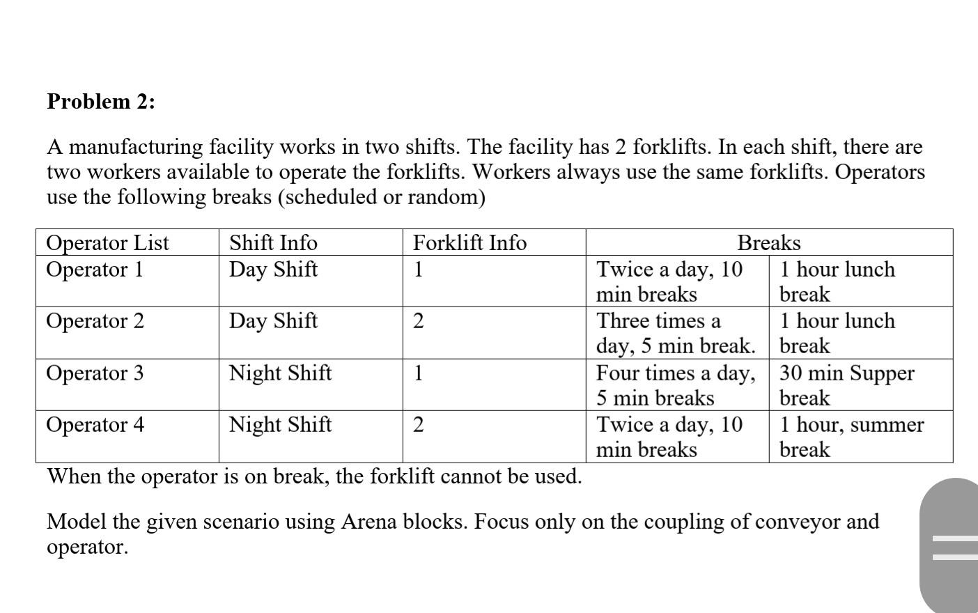 Problem 2: A manufacturing facility works in two