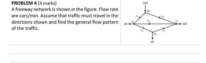 200 B PROBLEM 4 (4 marks] A freeway network is