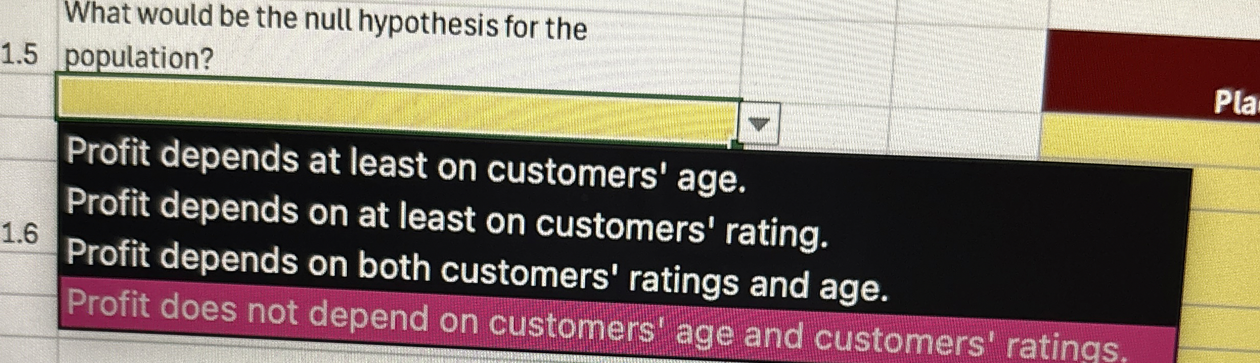 What would be the null hypothesis for the 1 . 5