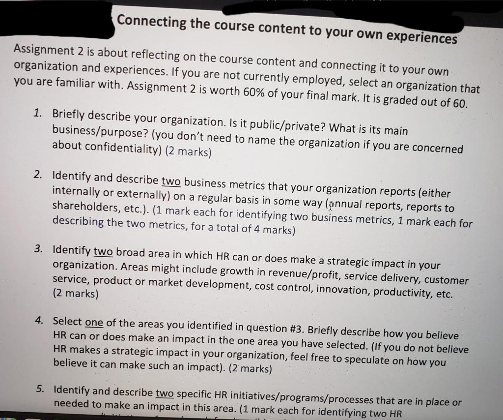 Connecting the course content to your own