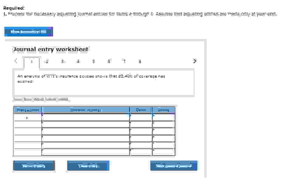 Required: Prepare the necessary adjusting journal