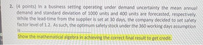 2. (4 points) in a business setting operating
