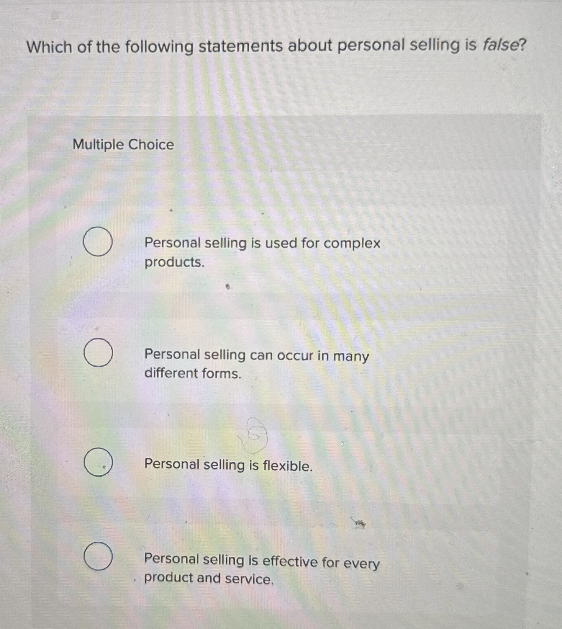 Which of the following statements about personal