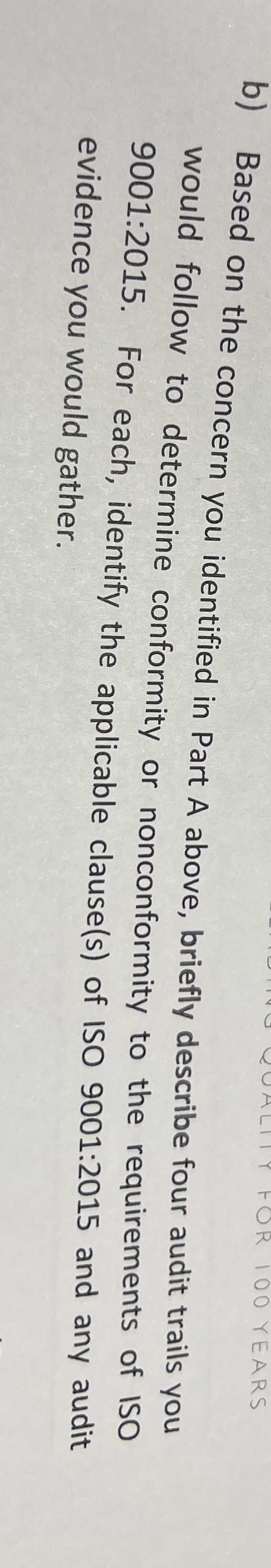 b ) Based on the concern you identified in Part A
