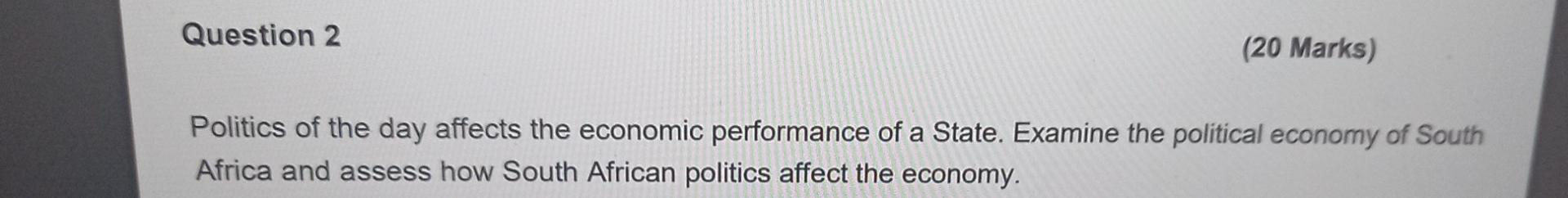 Question 2 (20 Marks) Politics of the day affects