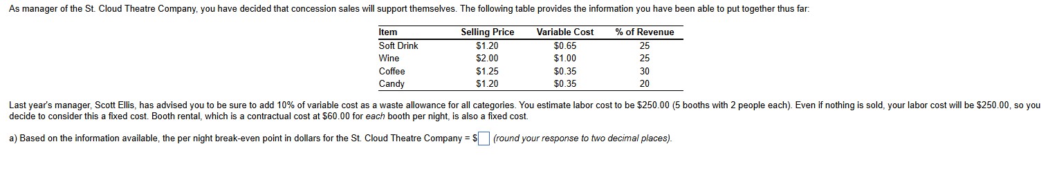 A s manager o f the S t . Cloud Theatre Company,