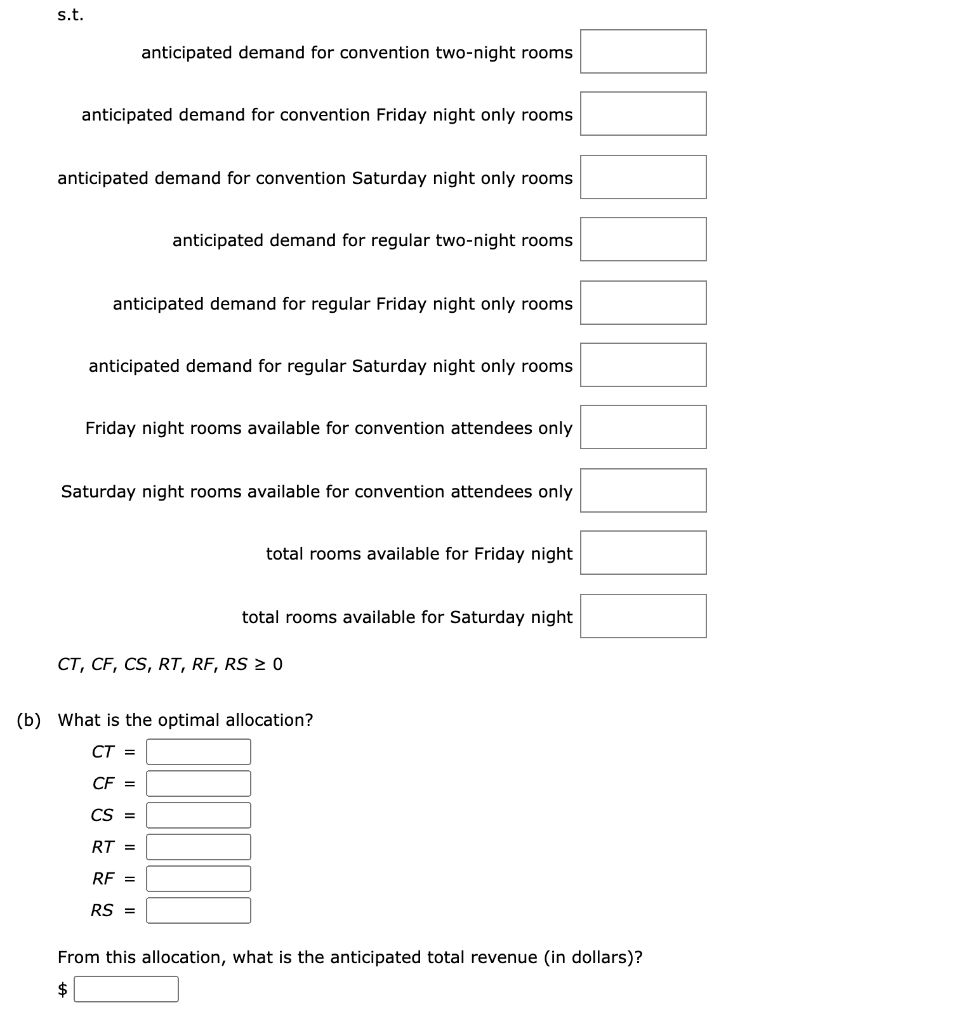 A linear programming computer package is needed.