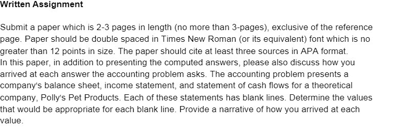 Written Assignment Submit a paper which is 23
