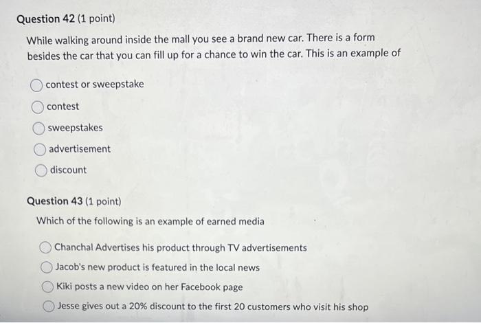 Question 42 {1 point] 1|While walking around