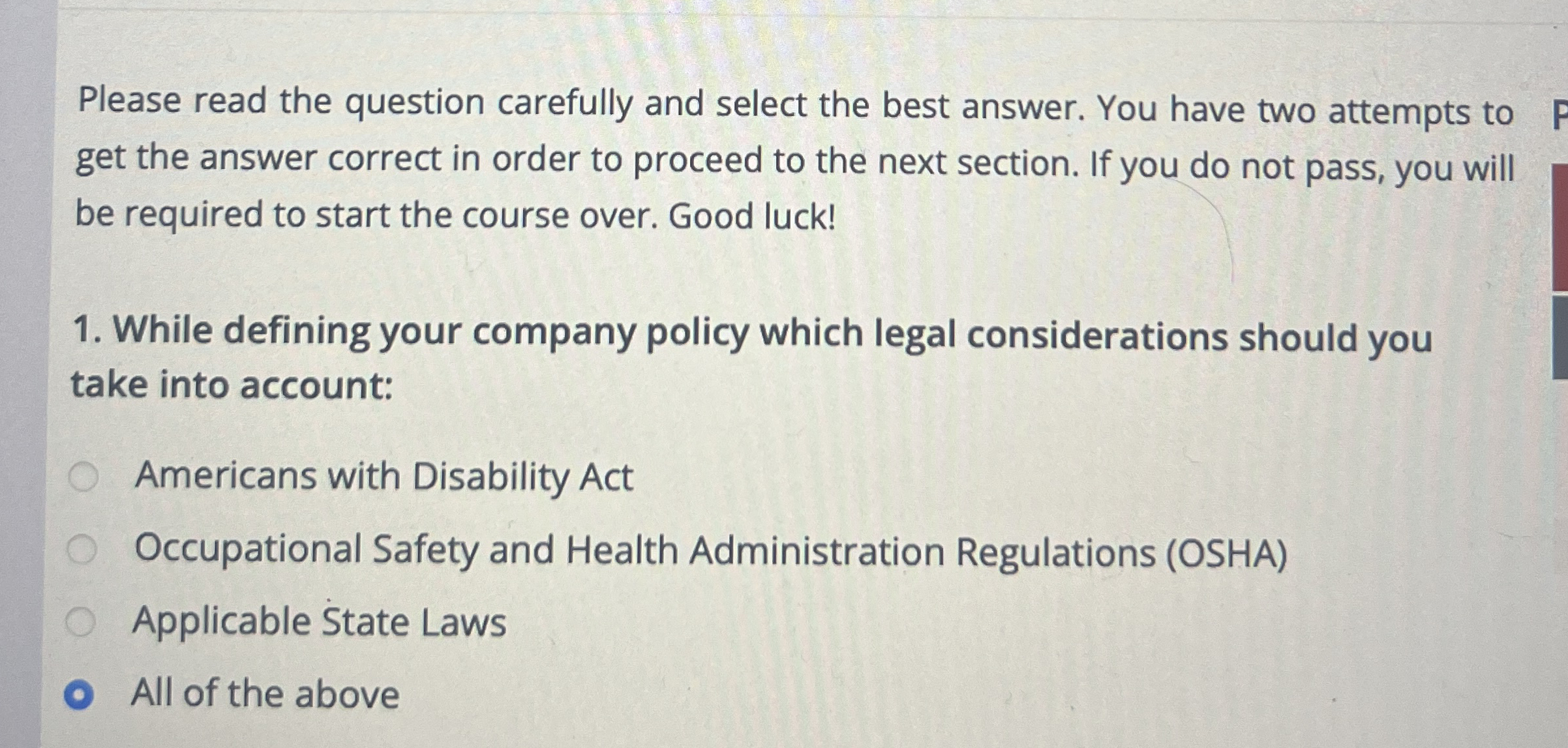 Please read the question carefully and select the