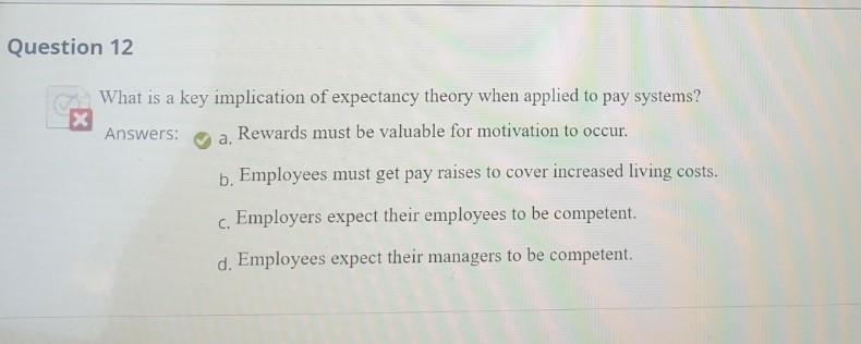 Question 12 x What is a key implication of
