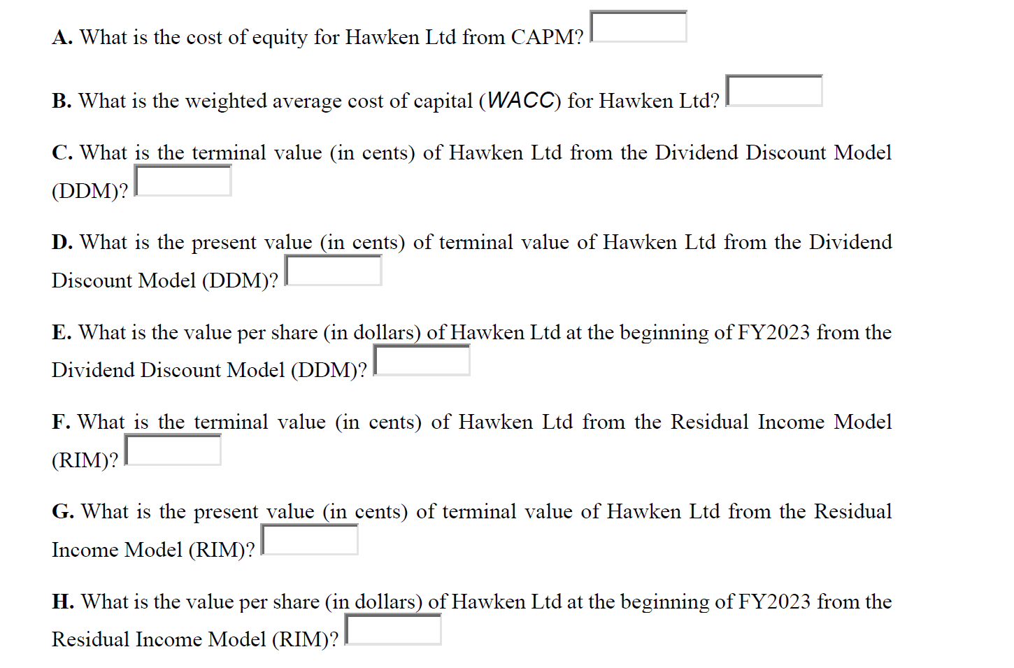 Tutorial question 1 The following information is