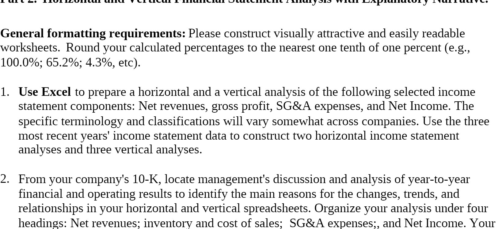 General formatting requirements: Please construct