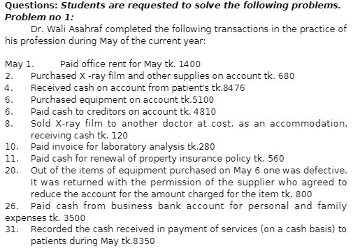 Questions: Students are requested to solve the