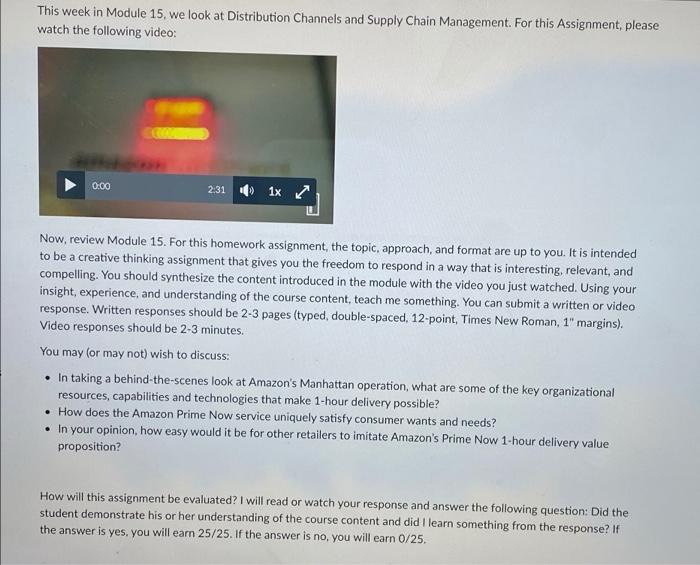 This week in Module 15, we look at Distribution