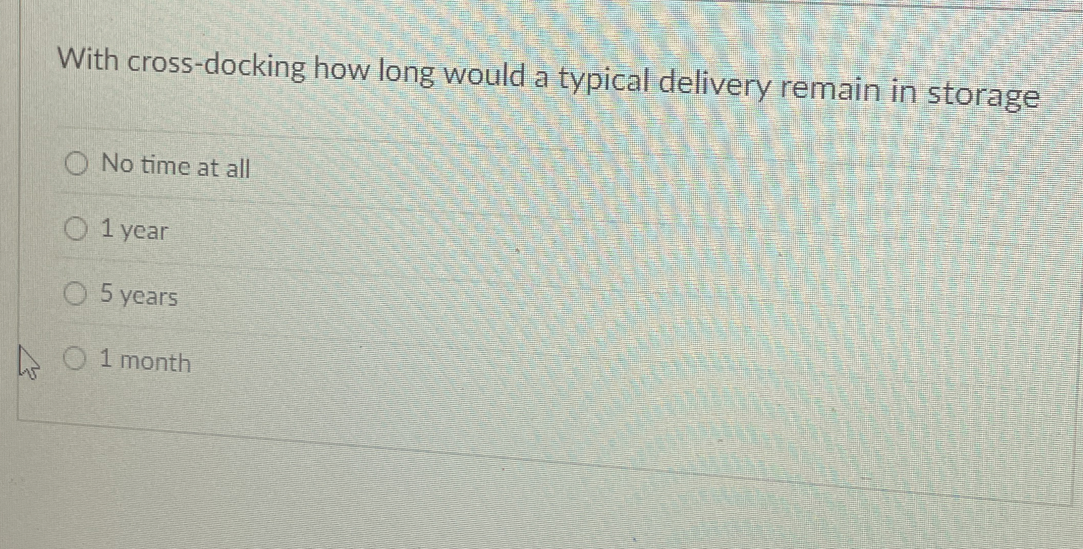 With cross - docking how long would a typical