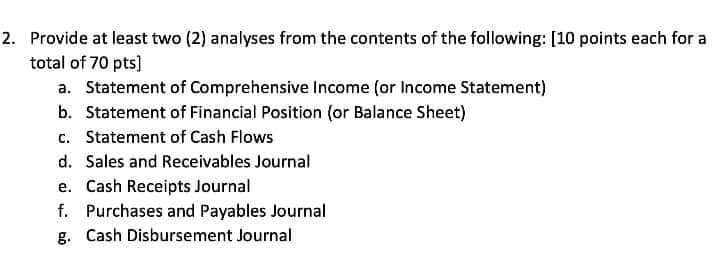 2. Provide at least two (2) analyses from the