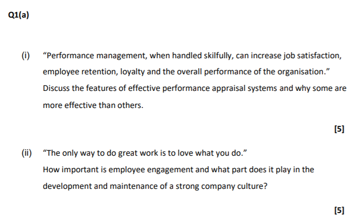 Q1(a) (1) Performance management, when handled