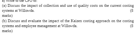 a j write to the Cry to. (a) Discuss the impact