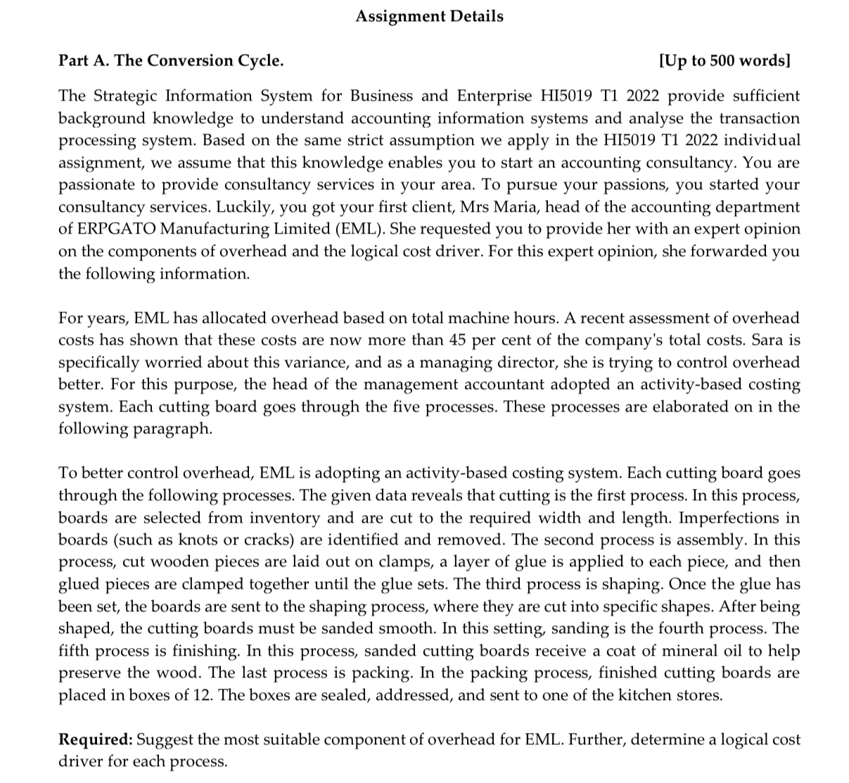 Assignment Details Part A. The Conversion Cycle.