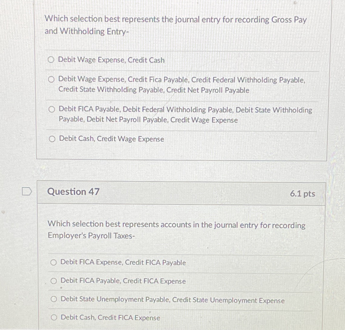 Which selection best represents the journal entry