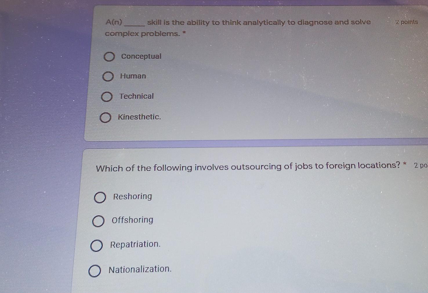 2 points A(n) skill is the ability to think