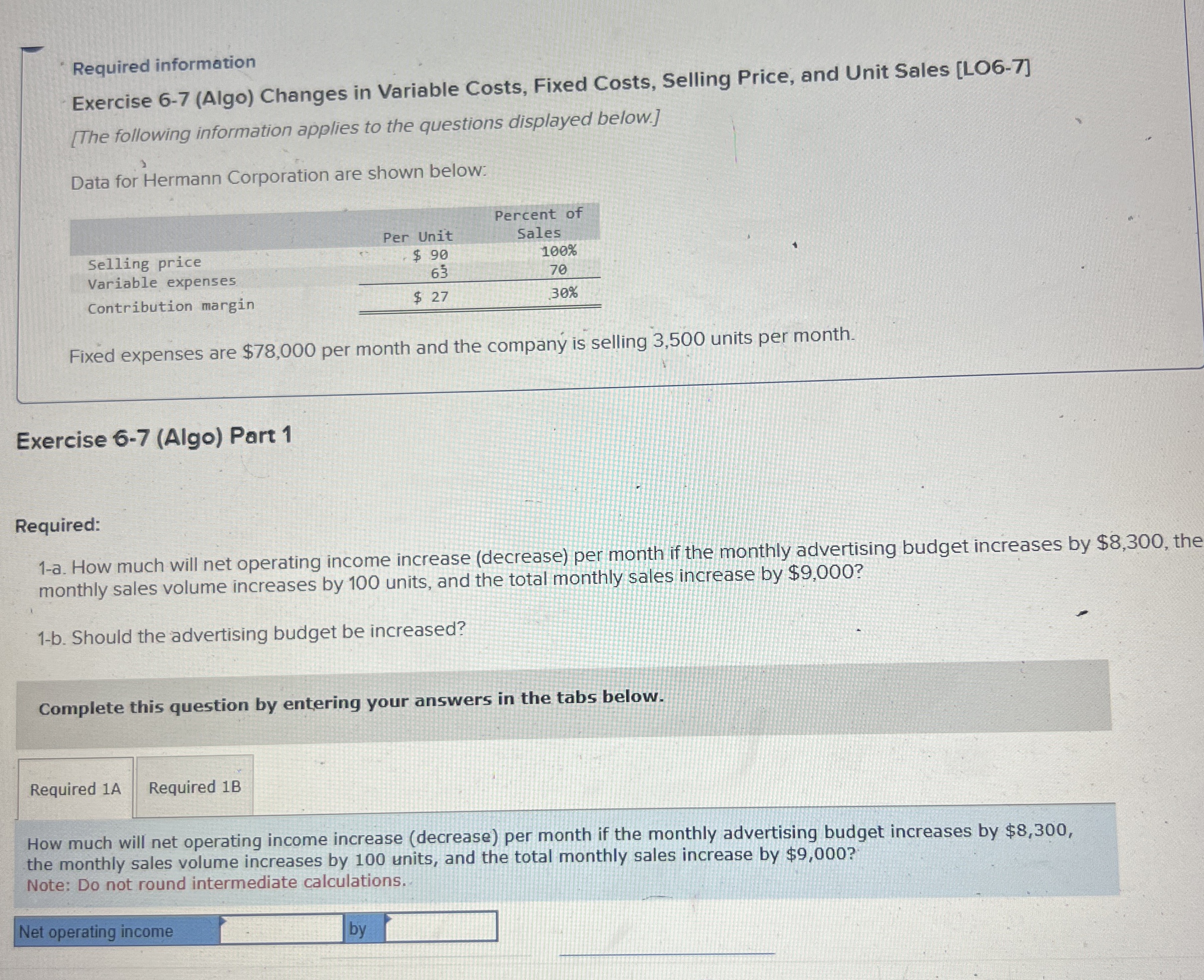 How to solve 1 Required information Exercise 6 -
