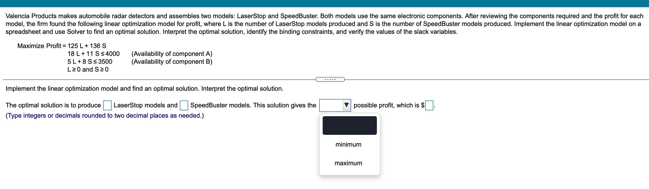 Solve the following problem. Please use excel and