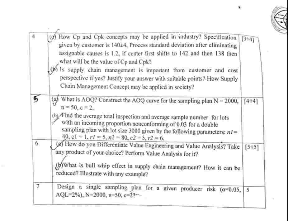 Some questions from industrial engineering (