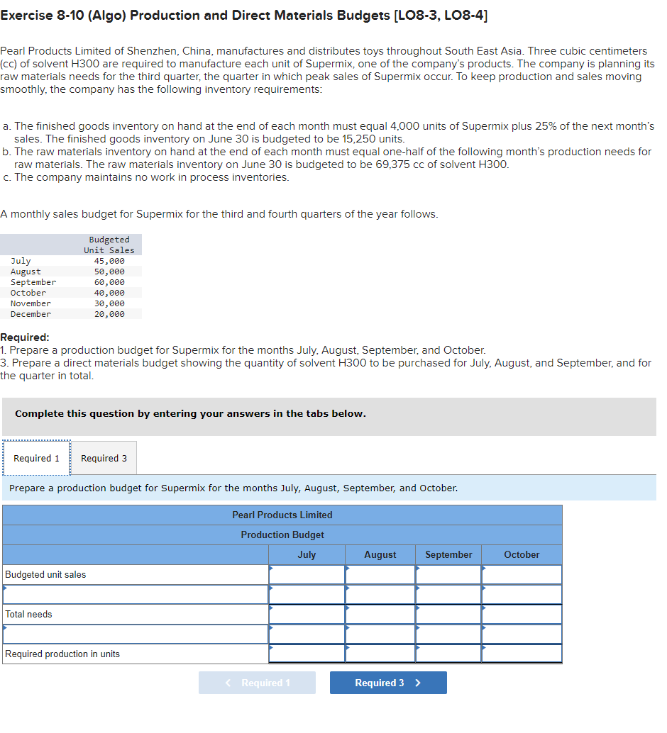 Requide Required3 Prepare a direct materials