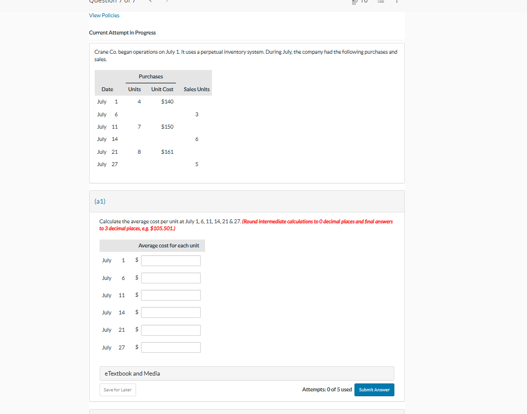 Question 1 of 7 < - /4 E View Policies Current