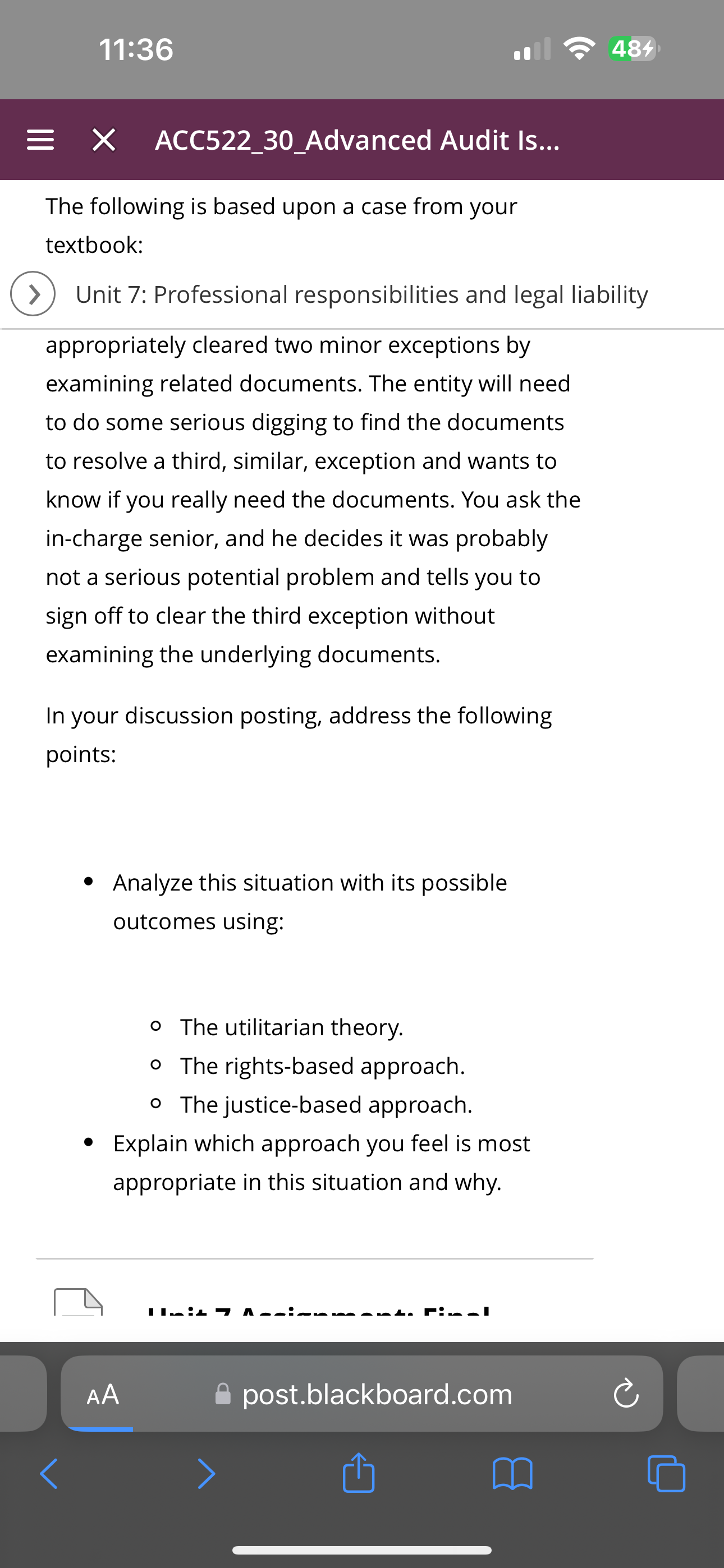 RT3 = X ACC522 30 Advanced Audit Is... \\_/ This