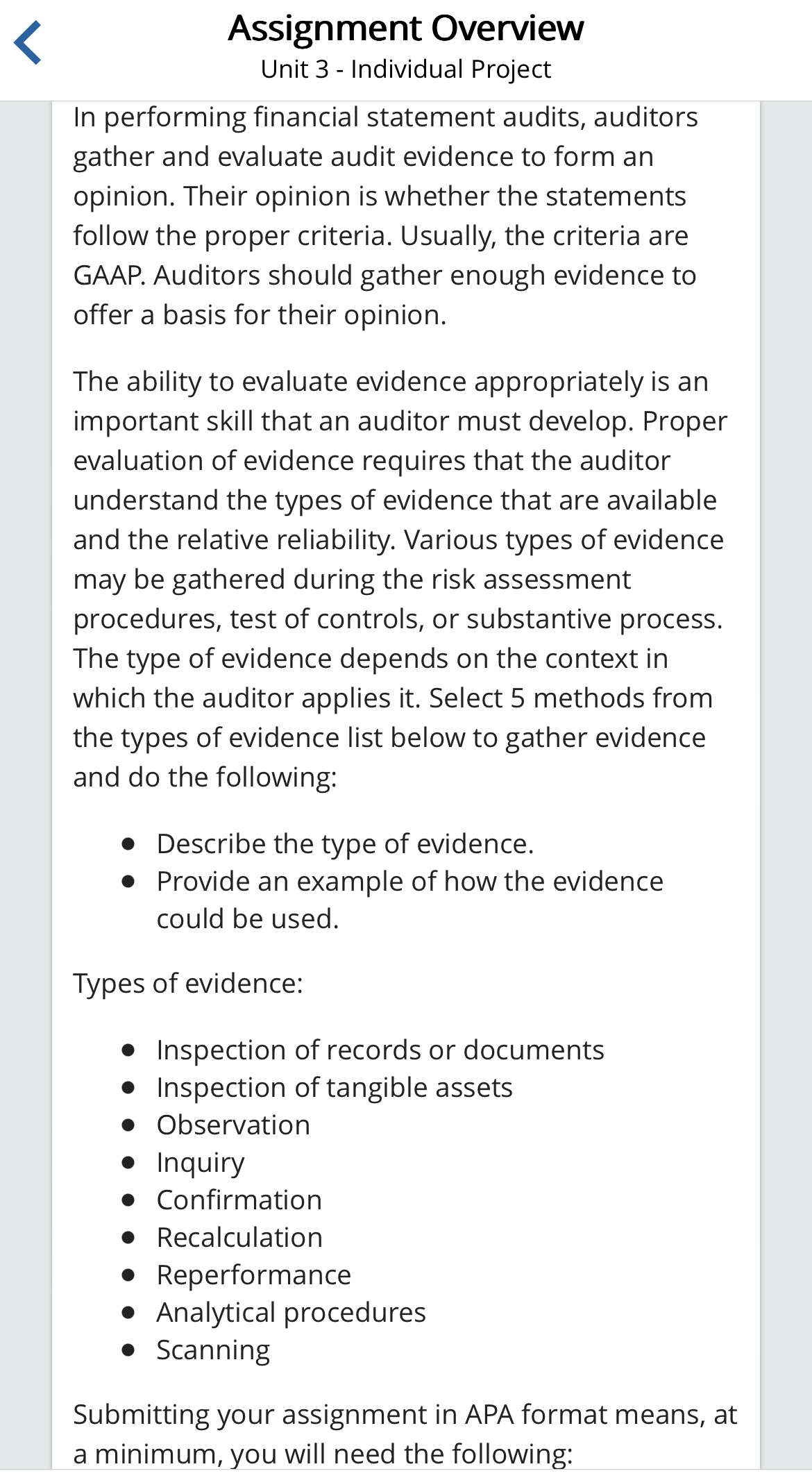 Assignment Overview Unit 3 - Individual Project
