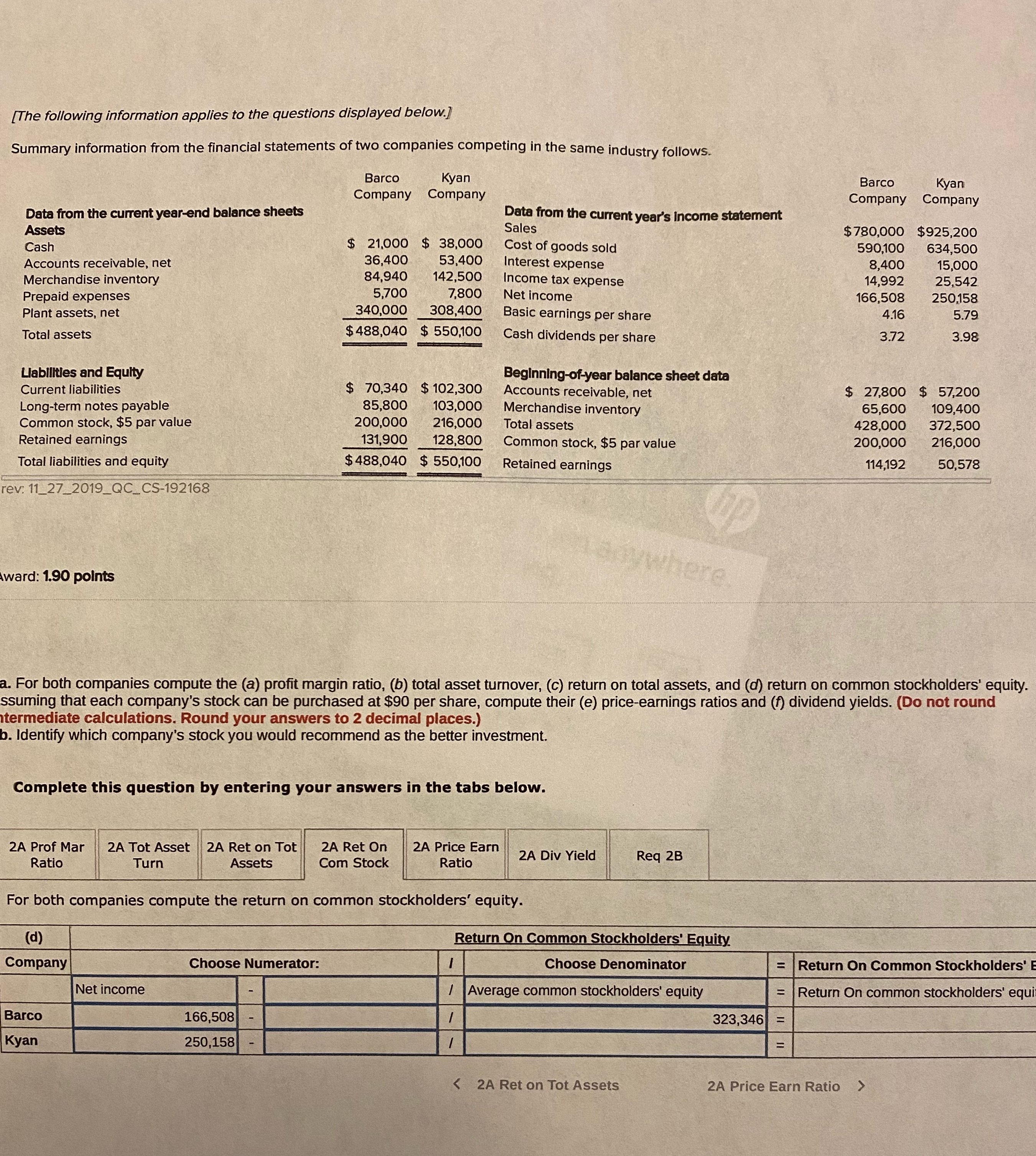 I need only the answer for picture below 2A