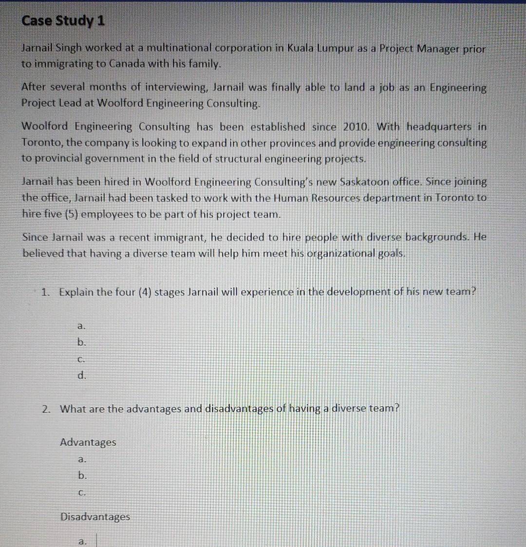 Case Study 1 Jarnail Singh worked at a