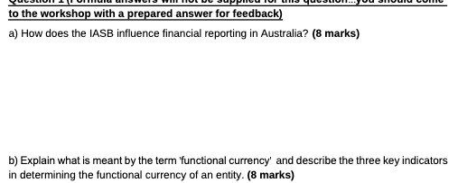 to the workshop with a prepared answer for