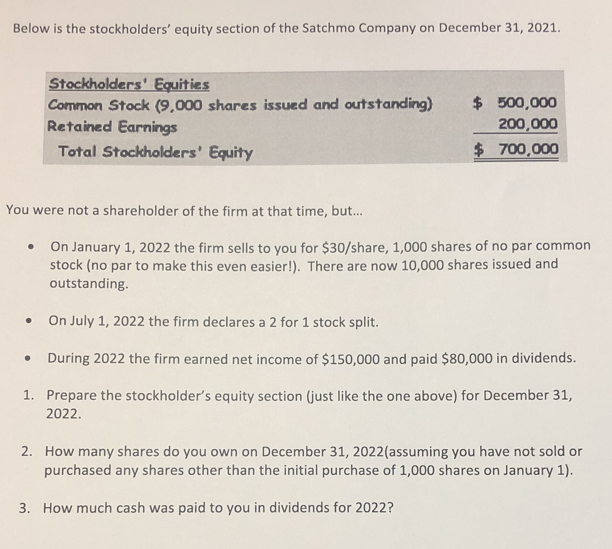 Help on worksheet Below is the stockholders'