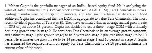 1. Mohan Gupta is the portfolio manager of an