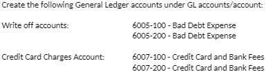 Create the following General Ledger accounts