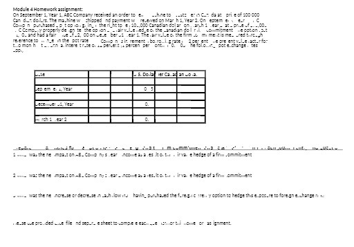Module 4 Homework assignment On September 1, Year