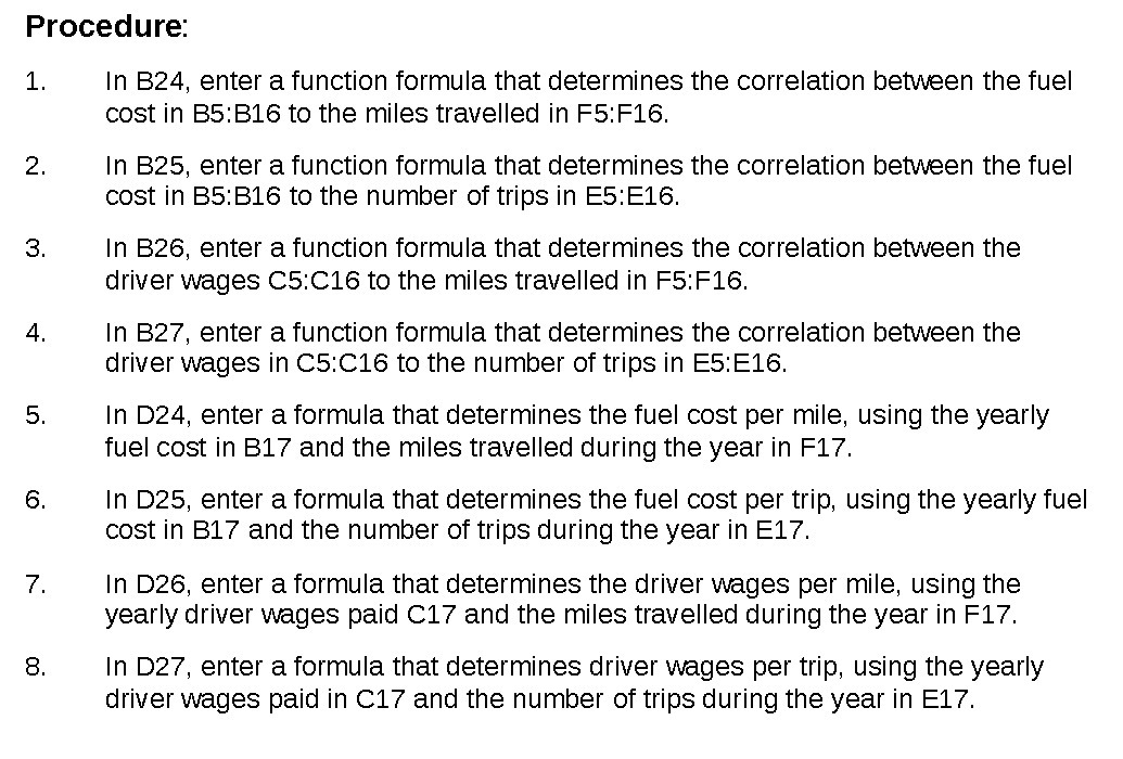 Procedure: 1. In B24, enter a function formula